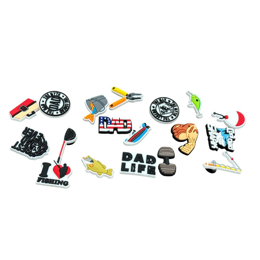 Assorted Dad-Themed Shoe Charms 18 Pieces Fun Accessories For Clogs Or Sandals Durable PVC Material