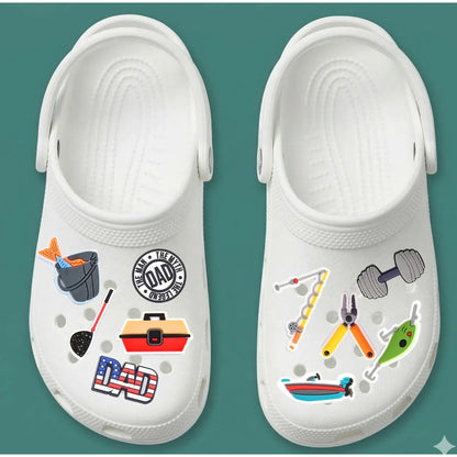 Assorted Dad-Themed Shoe Charms 18 Pieces Fun Accessories For Clogs Or Sandals Durable PVC Material