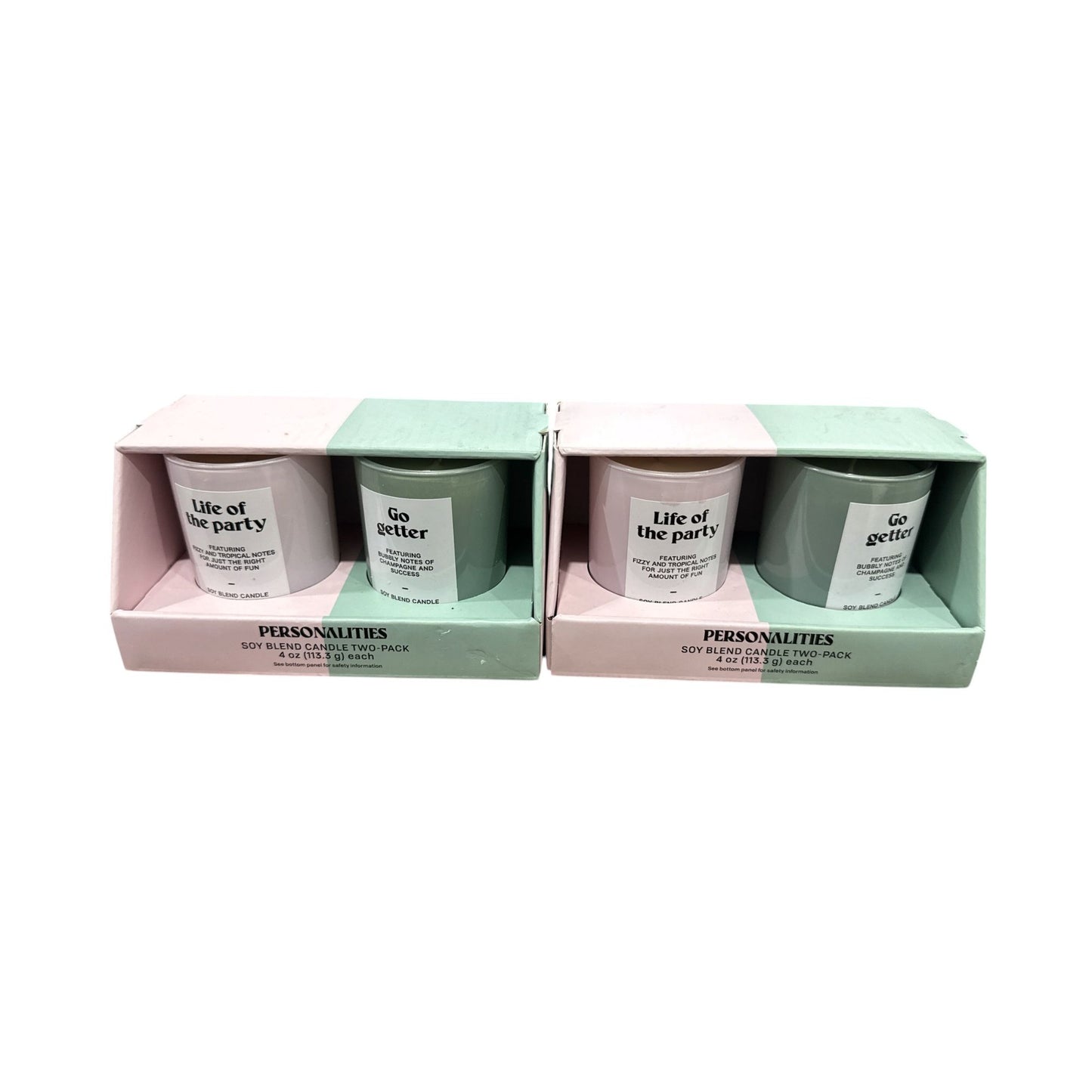 Personalities Soy Blend Candle Two-Pack "Life Of The Party" & "Go Getter" Scents 4 Oz Each