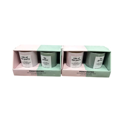 Personalities Soy Blend Candle Two-Pack "Life Of The Party" & "Go Getter" Scents 4 Oz Each