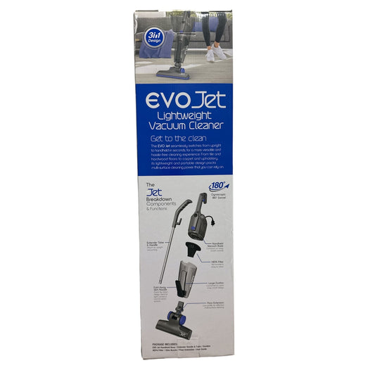 Evo Jet Lightweight 3-In-1 Vacuum Cleaner With HEPA Filter 20-Ft Cord & 180° Swivel For Multi-Surface Cleaning