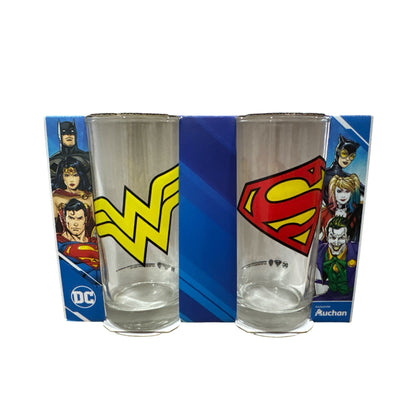 DC Comics Wonder Woman & Superman Glass Set 27cl Officially Licensed Exclusive Auchan Edition