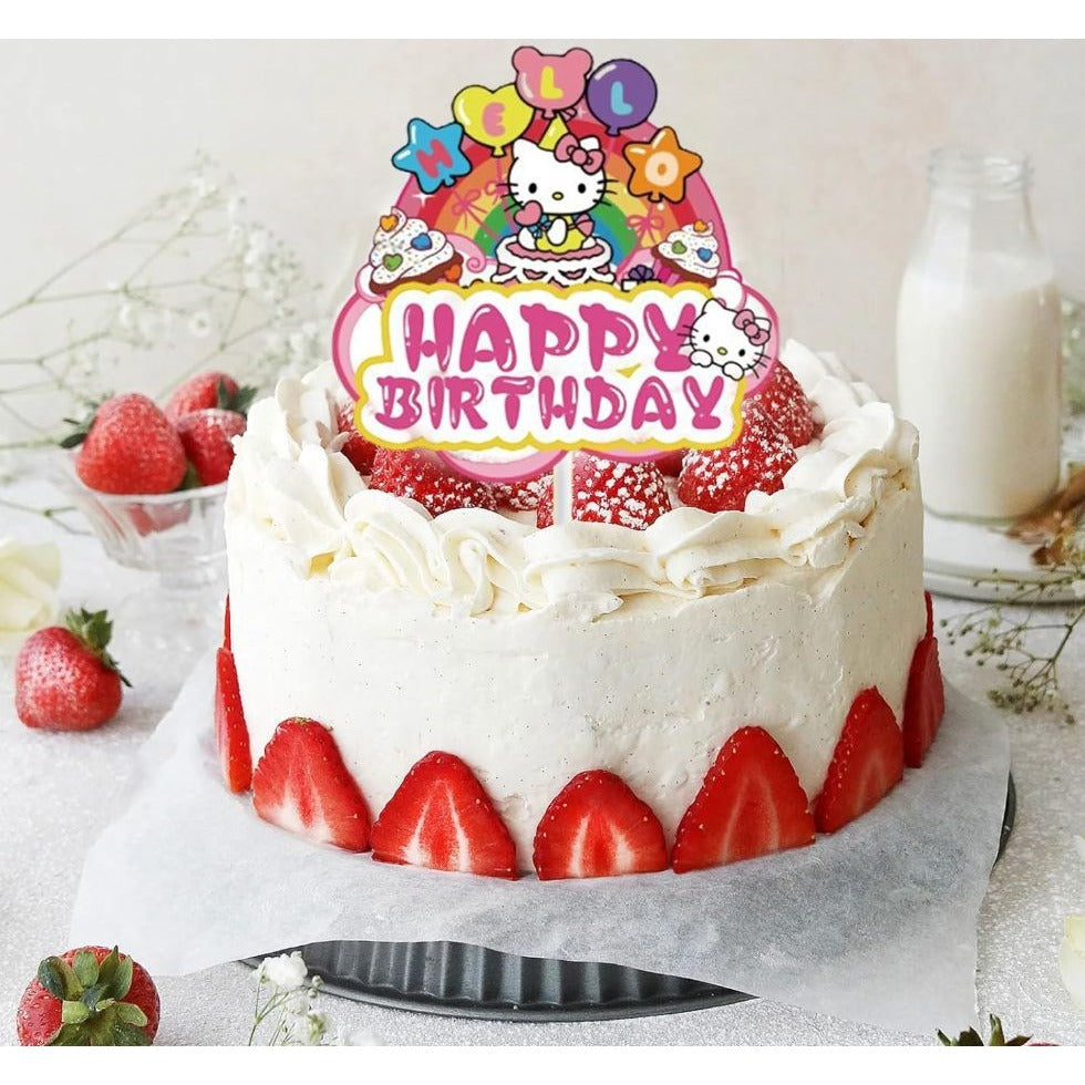 Hello Kitty Birthday Cake & Cupcake Toppers Set 4.72” Cake Topper 3.1” Cupcake Toppers Party Decorations