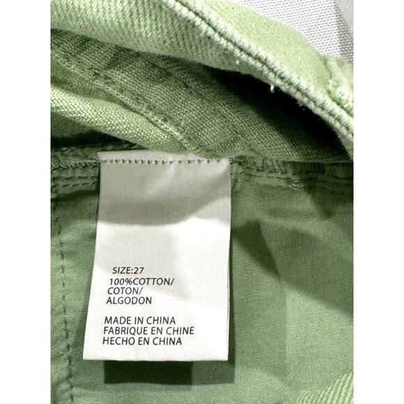 ONeill Women's High-Waisted Green Denim Shorts Size 27 100% Cotton With Pockets