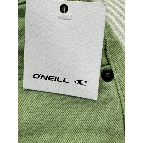 ONeill Women's High-Waisted Green Denim Shorts Size 27 100% Cotton With Pockets