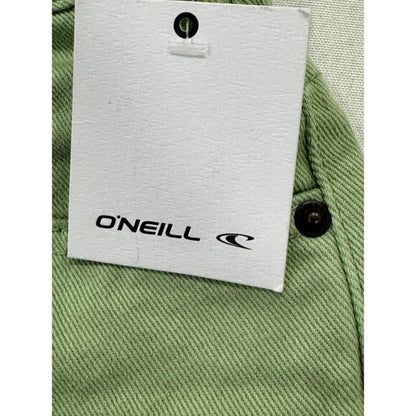 ONeill Women's High-Waisted Green Denim Shorts Size 27 100% Cotton With Pockets