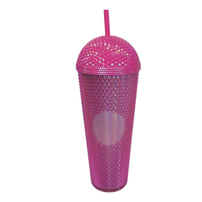 Starbucks Pink Studded Iridescent Tumbler With Straw 24oz Cold Cup Limited Edition