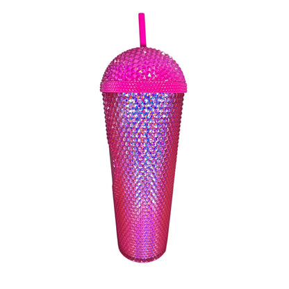 Starbucks Pink Studded Iridescent Tumbler With Straw 24oz Cold Cup Limited Edition