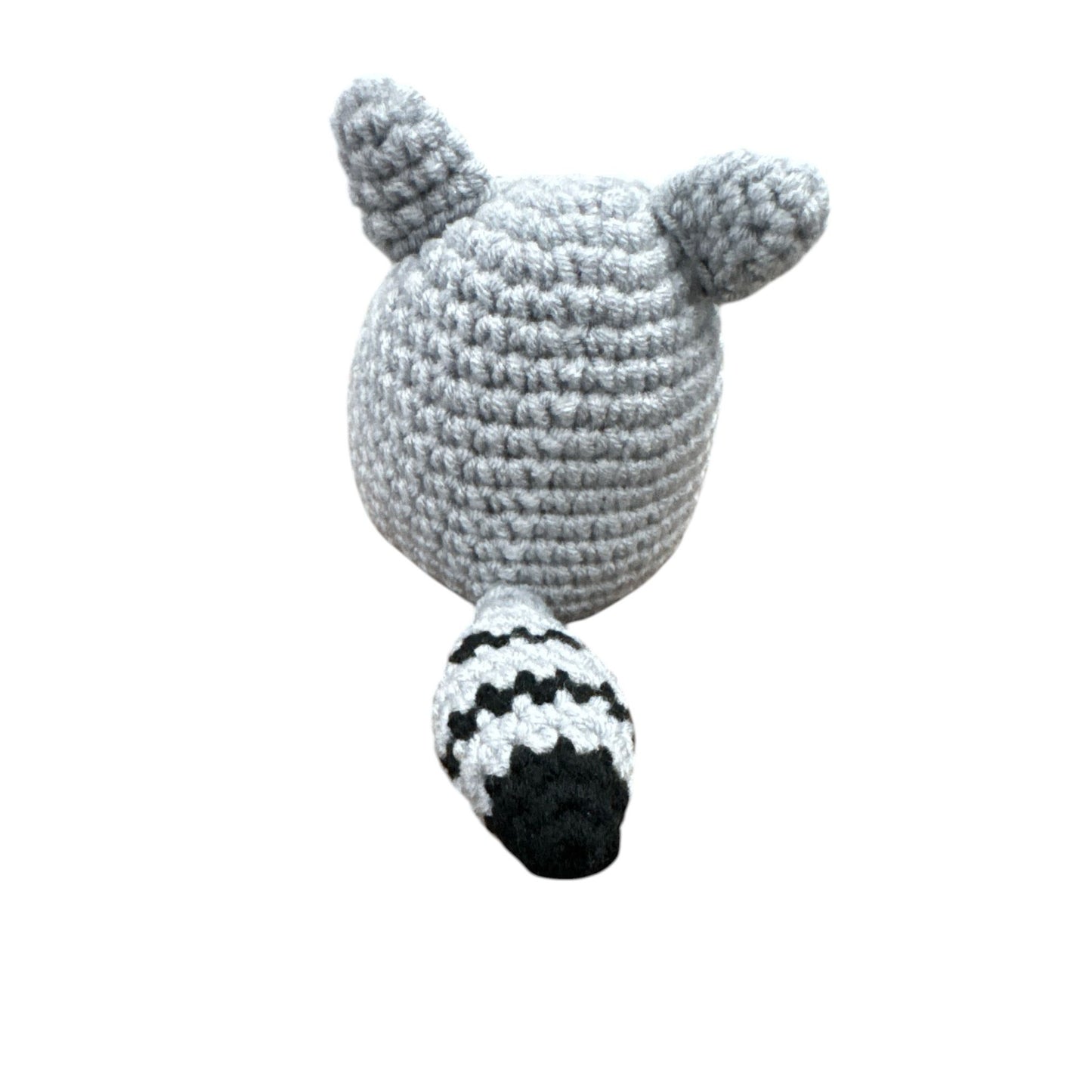 Crocheted Positive Raccoon Plush With Motivational Sign - Handmade Gray & Black Stuffed Animal Toy