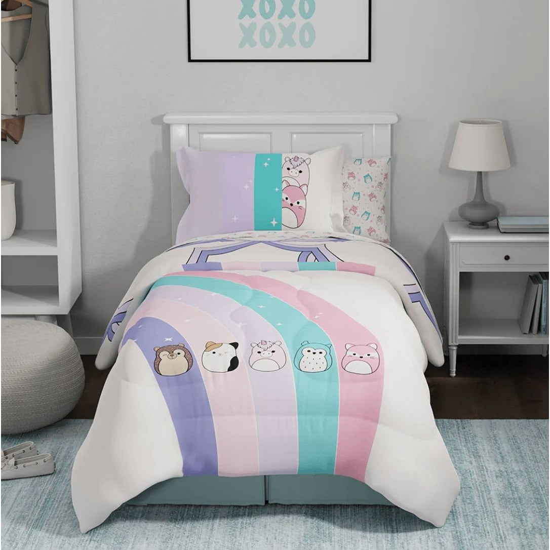 Original Squishmallows 2-Piece Twin Comforter Bed Set Morning Bird Pink Blue Cotton