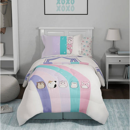 Original Squishmallows 2-Piece Twin Comforter Bed Set Morning Bird Pink Blue Cotton