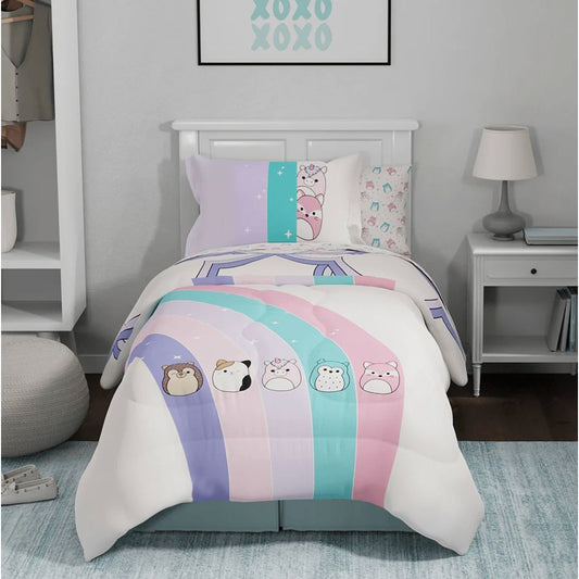 Original Squishmallows 2-Piece Twin Comforter Bed Set Morning Bird Pink Blue Cotton
