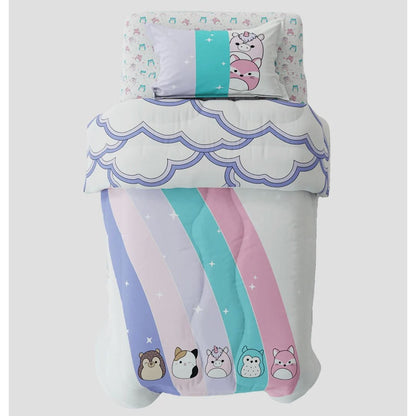Original Squishmallows 2-Piece Twin Comforter Bed Set Morning Bird Pink Blue Cotton