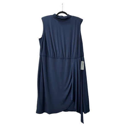 London Times Plus Size Women's Draped-Front Sheath Blue Dress 20W