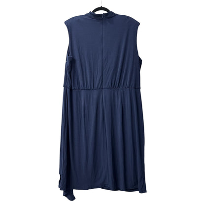 London Times Plus Size Women's Draped-Front Sheath Blue Dress 20W
