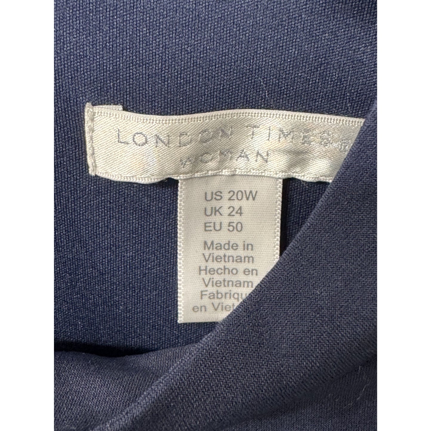 London Times Plus Size Women's Draped-Front Sheath Blue Dress 20W