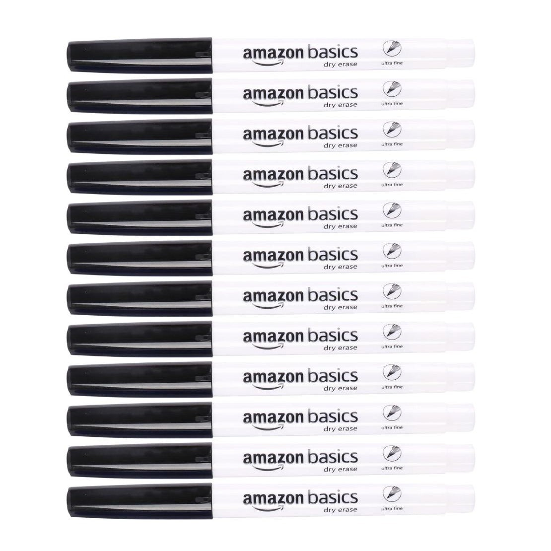 Amazon Basics Dry Erase Markers Ultra Fine Tip Black (4 Boxes of 12)