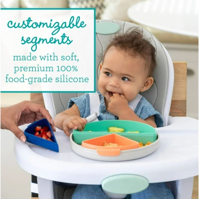 Infantino ModPlate Modular Divided Feeding Plate With Lids For 6M+ Dishwasher & Microwave Safe