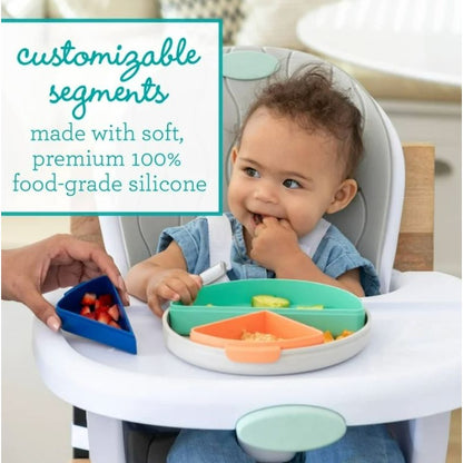Infantino ModPlate Modular Divided Feeding Plate With Lids For 6M+ Dishwasher & Microwave Safe