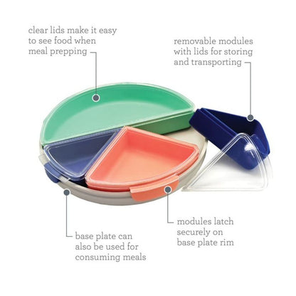 Infantino ModPlate Modular Divided Feeding Plate With Lids For 6M+ Dishwasher & Microwave Safe