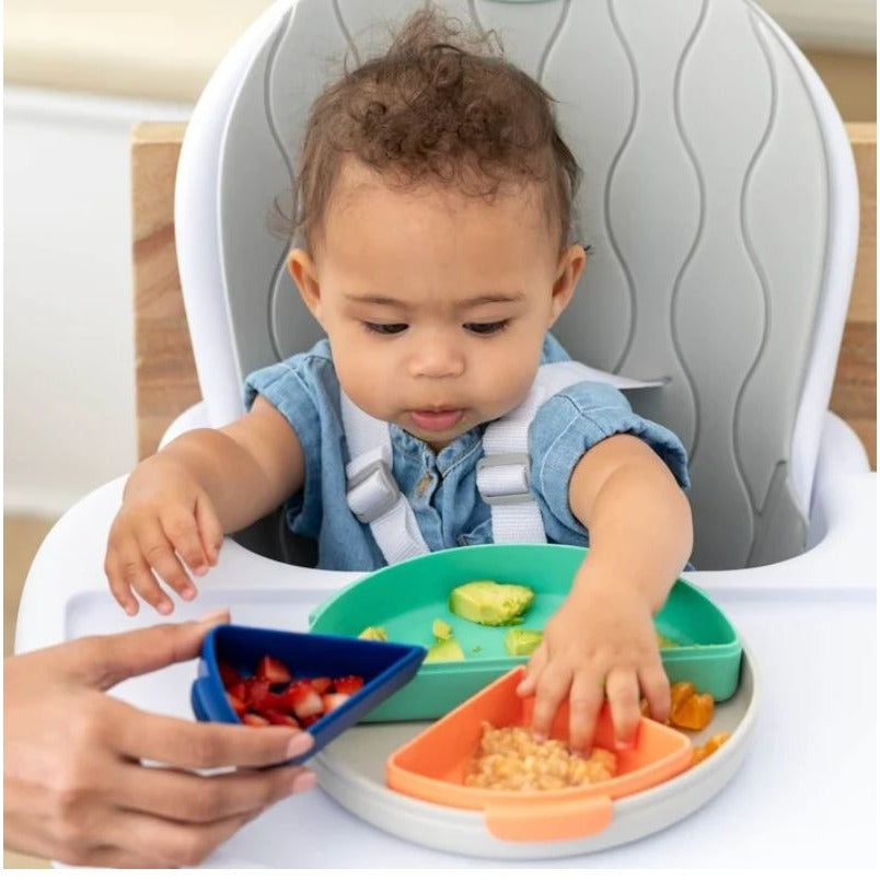 Infantino ModPlate Modular Divided Feeding Plate With Lids For 6M+ Dishwasher & Microwave Safe