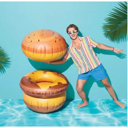 Sun Squad Inflatable Giant Hamburger Pool Float 3-Piece Set