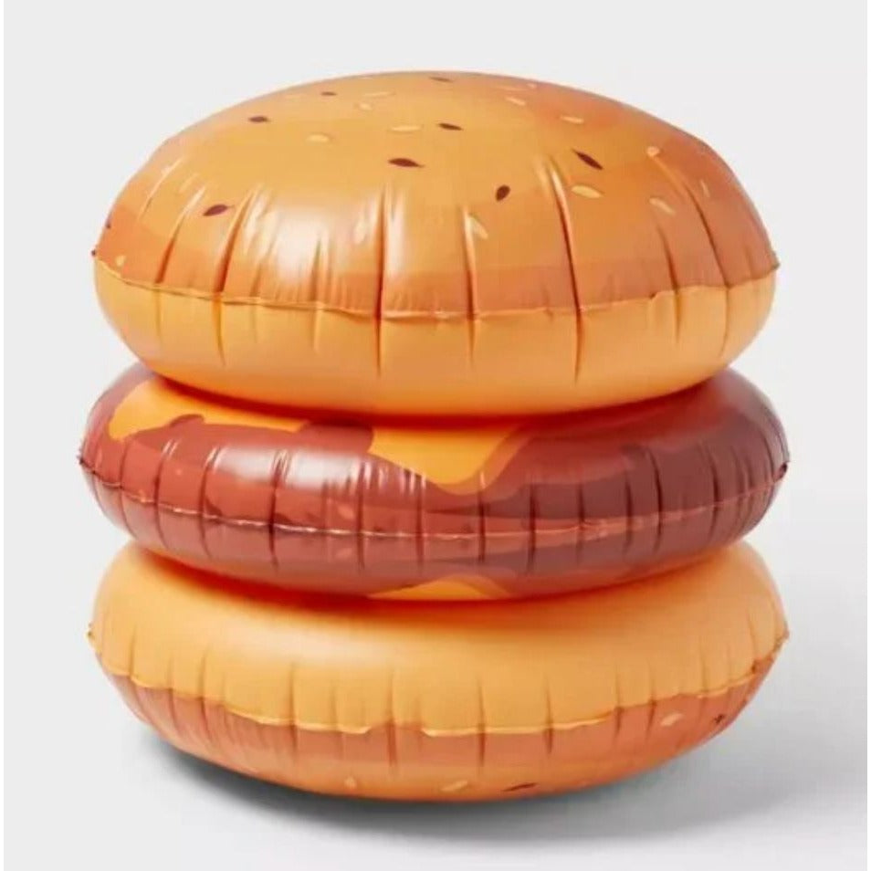 Sun Squad Inflatable Giant Hamburger Pool Float 3-Piece Set