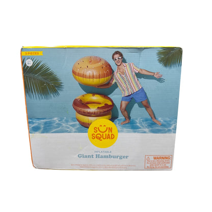 Sun Squad Inflatable Giant Hamburger Pool Float 3-Piece Set