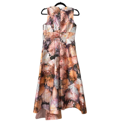 Kay Unger New York Floral Midi Dress Soft Orchid Multi Size 4 Sleeveless V-Neck Elegant A-Line Women's