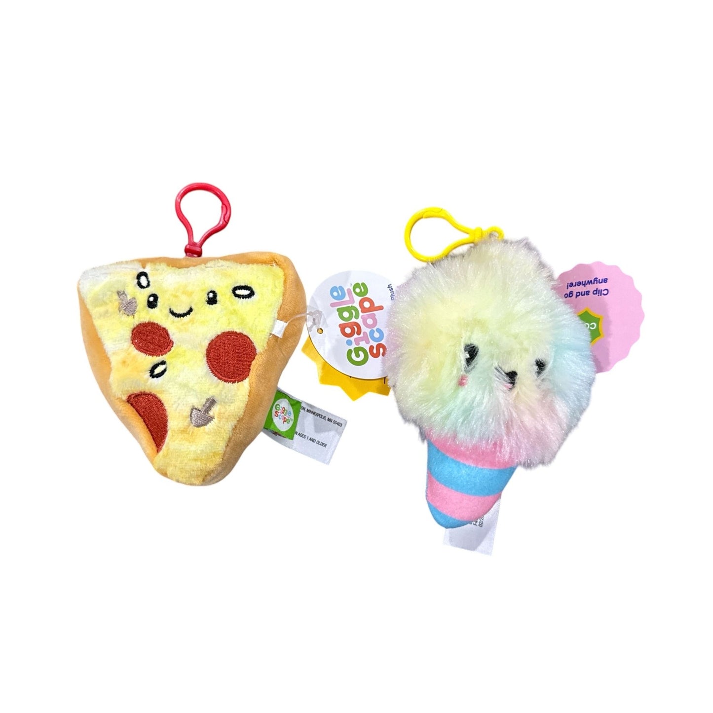 Giggle Scope Pizza & Cotton Candy Clip-On Plush Toys Set