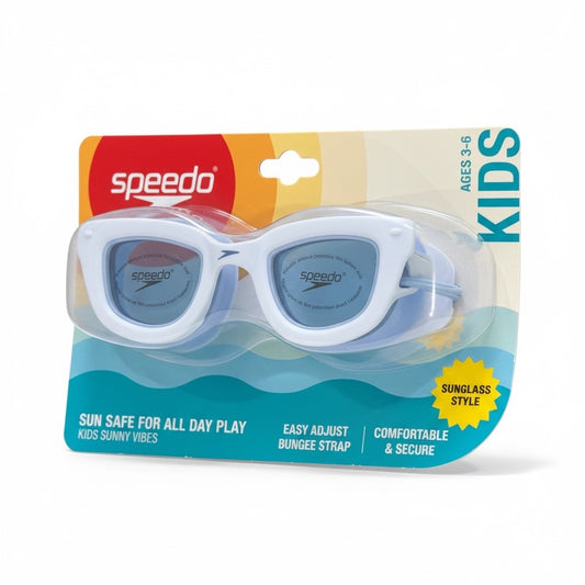 Speedo Kids Sunny Vibes Goggles Sunglass Style Ages 3-6 UV Protection Adjustable Bungee Strap Anti-Fog Comfortable & Secure Fit