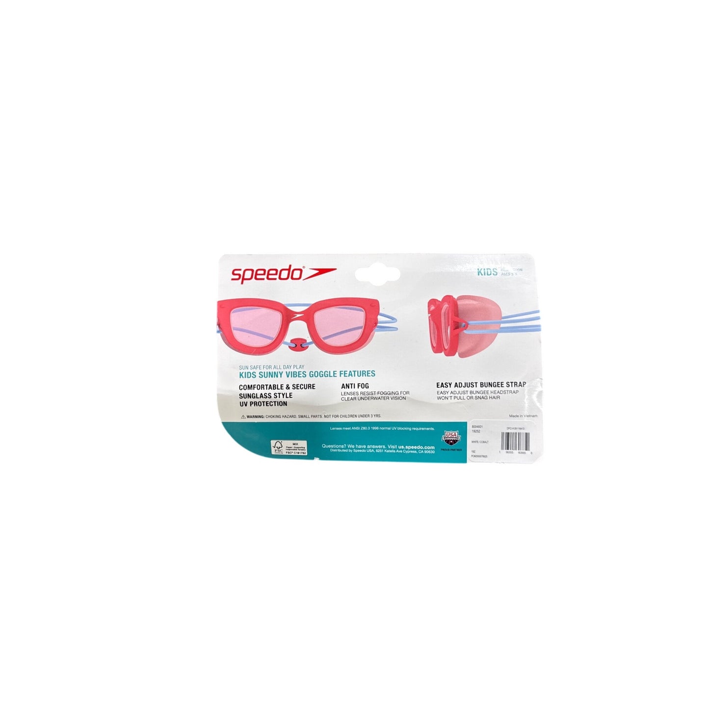 Speedo Kids Sunny Vibes Goggles Sunglass Style Ages 3-6 UV Protection Adjustable Bungee Strap Anti-Fog Comfortable & Secure Fit