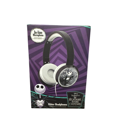 Disney The Nightmare Before Christmas Glitter Headphones With In-Line Microphone, Adjustable Headband & High-Quality Sound