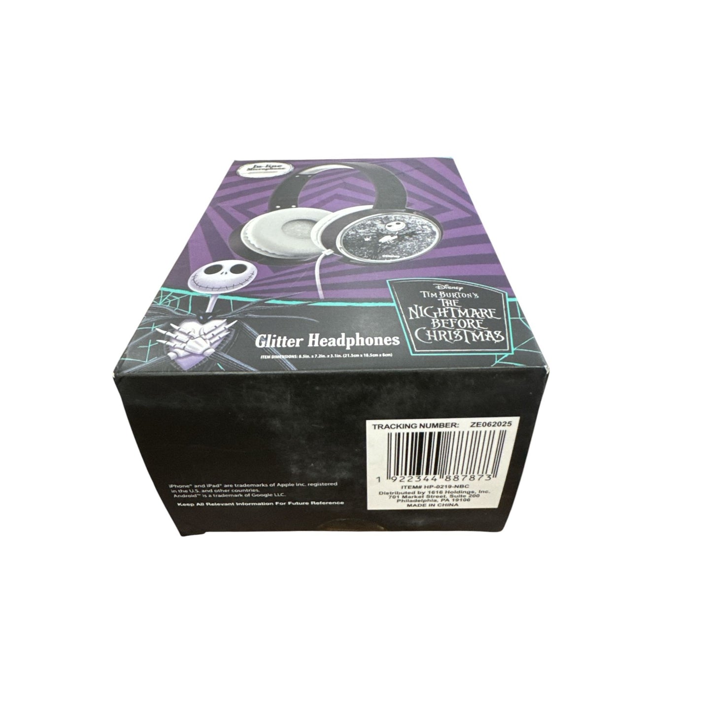 Disney The Nightmare Before Christmas Glitter Headphones With In-Line Microphone, Adjustable Headband & High-Quality Sound