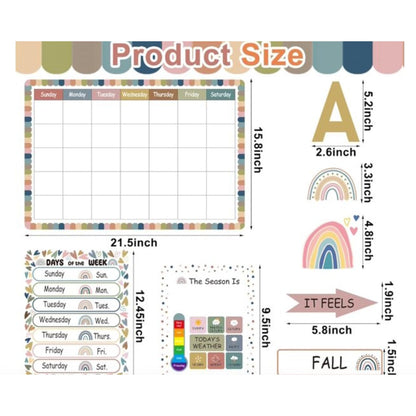 Classroom Calendar Set - 126 Pcs  Dry Erase Weather Chart Days Of Week  For Teachers & Homeschool