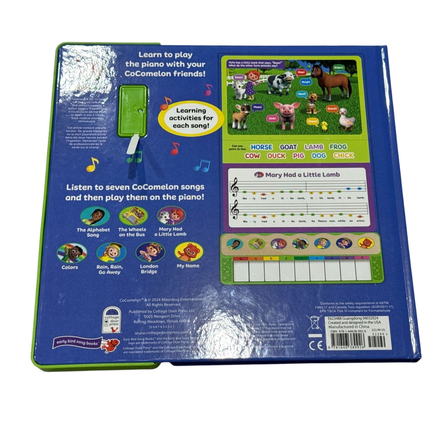 Cocomelon Play-Along Piano Songs Book With 7 Songs & Interactive Keyboard For Kids