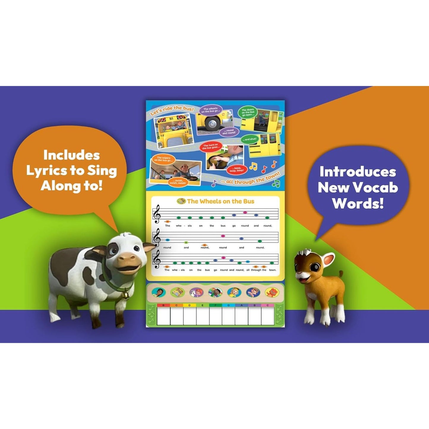 Cocomelon Play-Along Piano Songs Book With 7 Songs & Interactive Keyboard For Kids