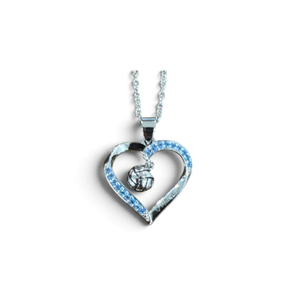 Heart-Shaped Volleyball Necklace With Blue Crystals Gift Box & Accessories Set
