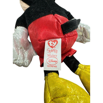 Ty Disney Sparkle Mickey Mouse Plush Stuffed Toy 8" Red/Yellow/Black