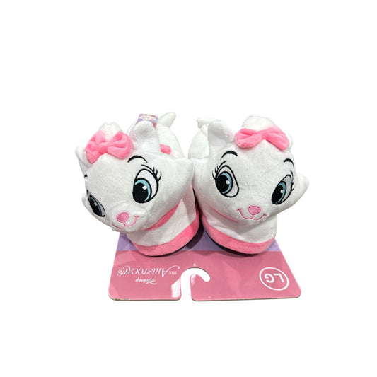 Disney Aristocats Marie Plush Slippers Large White & Pink With Bows