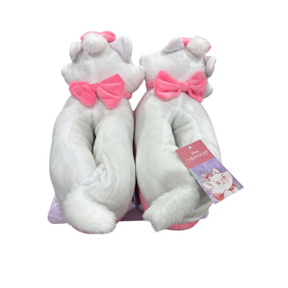 Disney Aristocats Marie Plush Slippers Large White & Pink With Bows