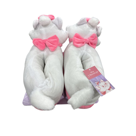 Disney Aristocats Marie Plush Slippers Large White & Pink With Bows