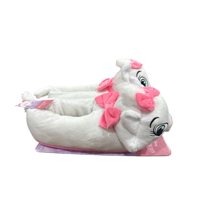 Disney Aristocats Marie Plush Slippers Large White & Pink With Bows