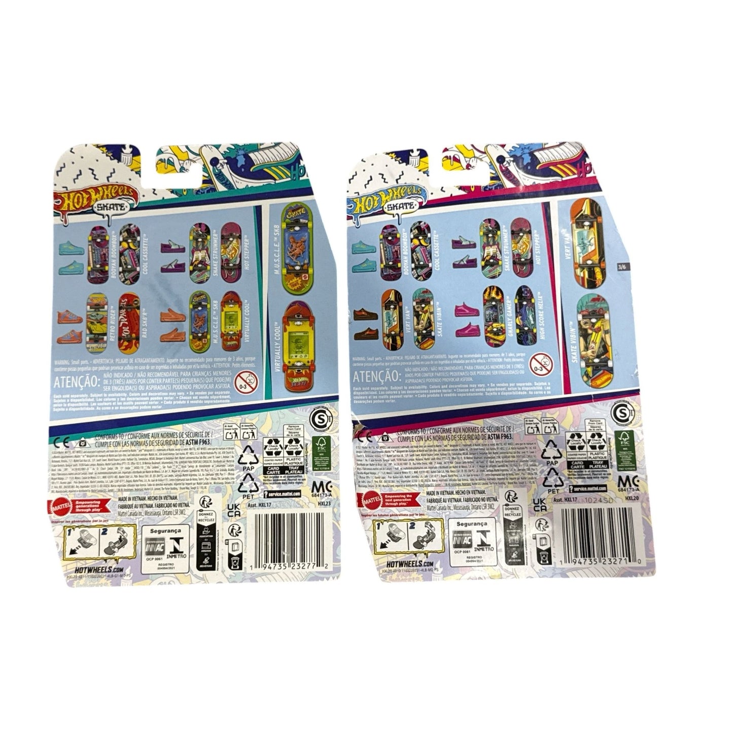 Hot Wheels Skate Fingerboard 2-Pack With Detachable Shoes & Vibrant Graphics New In Packaging