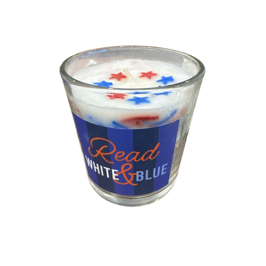 Read White & Blue Soy Blend Candle With Patriotic Star Design - 8oz