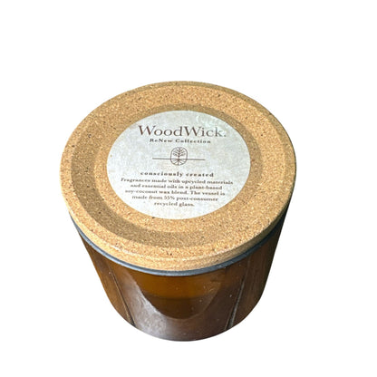 WoodWick ReNew Collection Ginger & Turmeric Candle in Recycled Glass Jar with Cork Lid, Plant-Based Soy-Coconut Wax Blend, 6.5.oz