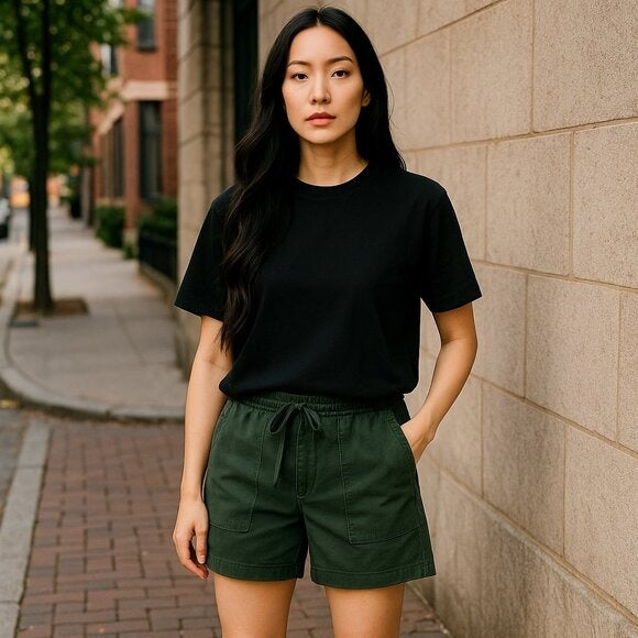 TREASURE & BOND Slim Fit Green Women's Shorts SMALL