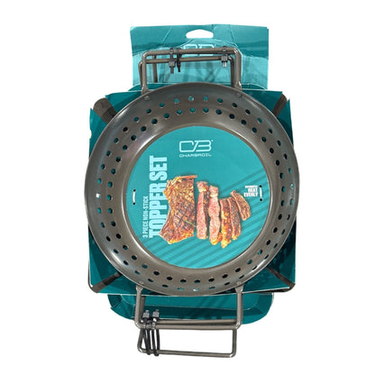 Char-Broil 3-Piece Non-Stick Grill Topper Set With Mini Pans Includes Round, Square & Rectangular Pans For BBQ Veggies & More