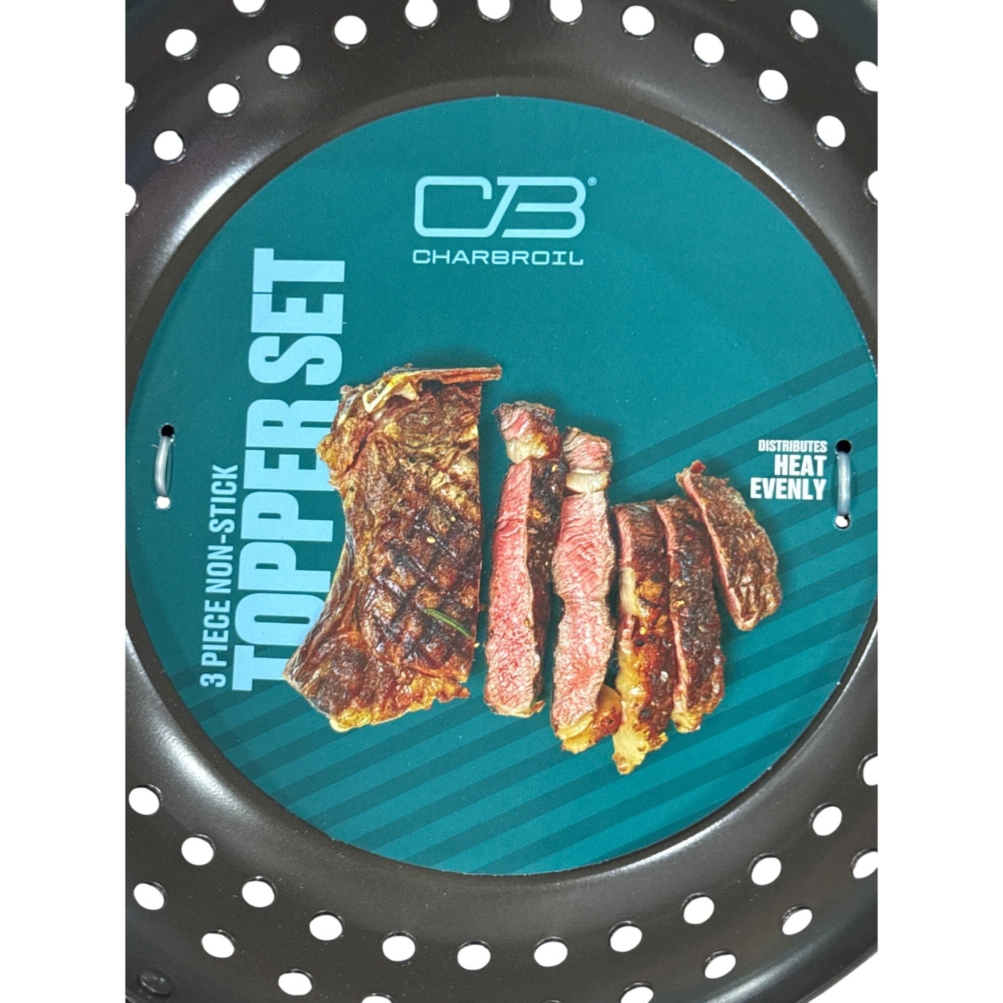 Char-Broil 3-Piece Non-Stick Grill Topper Set With Mini Pans Includes Round, Square & Rectangular Pans For BBQ Veggies & More