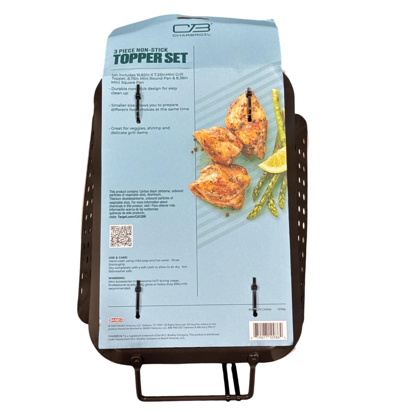 Char-Broil 3-Piece Non-Stick Grill Topper Set With Mini Pans Includes Round, Square & Rectangular Pans For BBQ Veggies & More